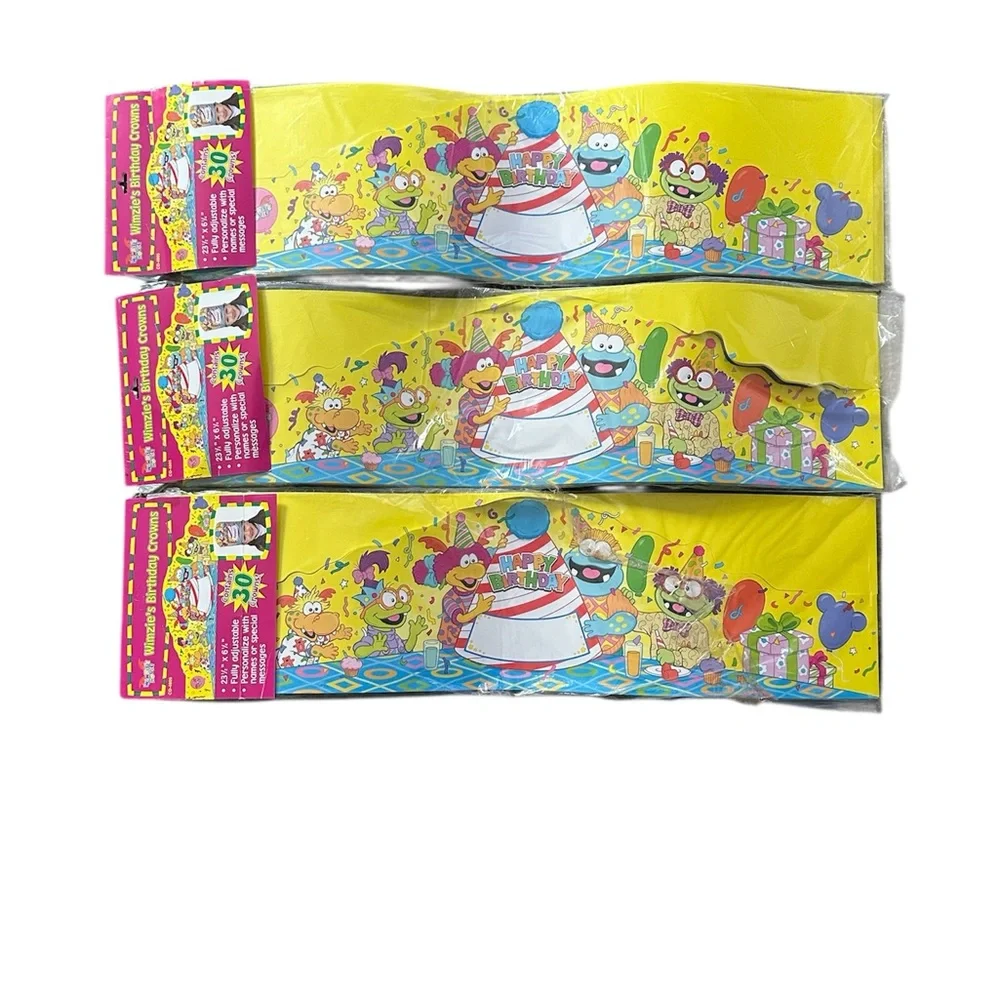 Mega Bundle 90 Adjustable Personalizable Birthday Crowns Party Hats for Kids